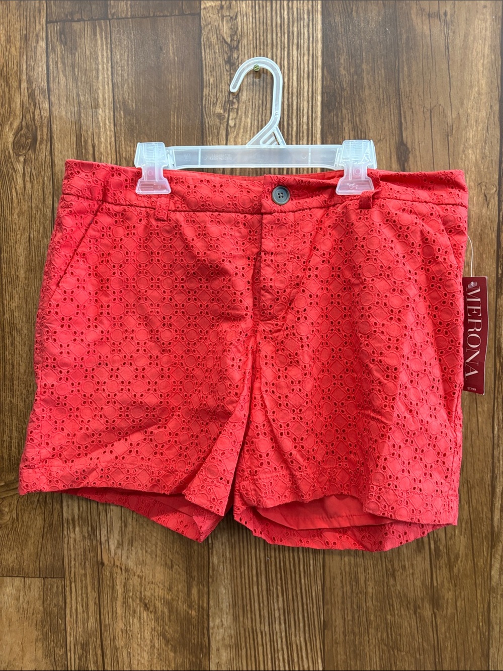 NWT Merona Red Eyelet Bermuda Shorts